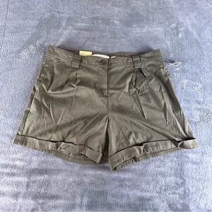 Old Navy NWT Flat Front Shorts Womens 12 Army Green Cotton Stretch  Preppy Retro